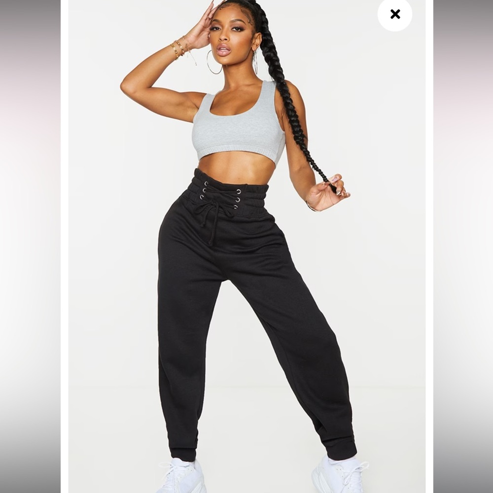 NWT Black fashion Nova corset sweat pants size 4